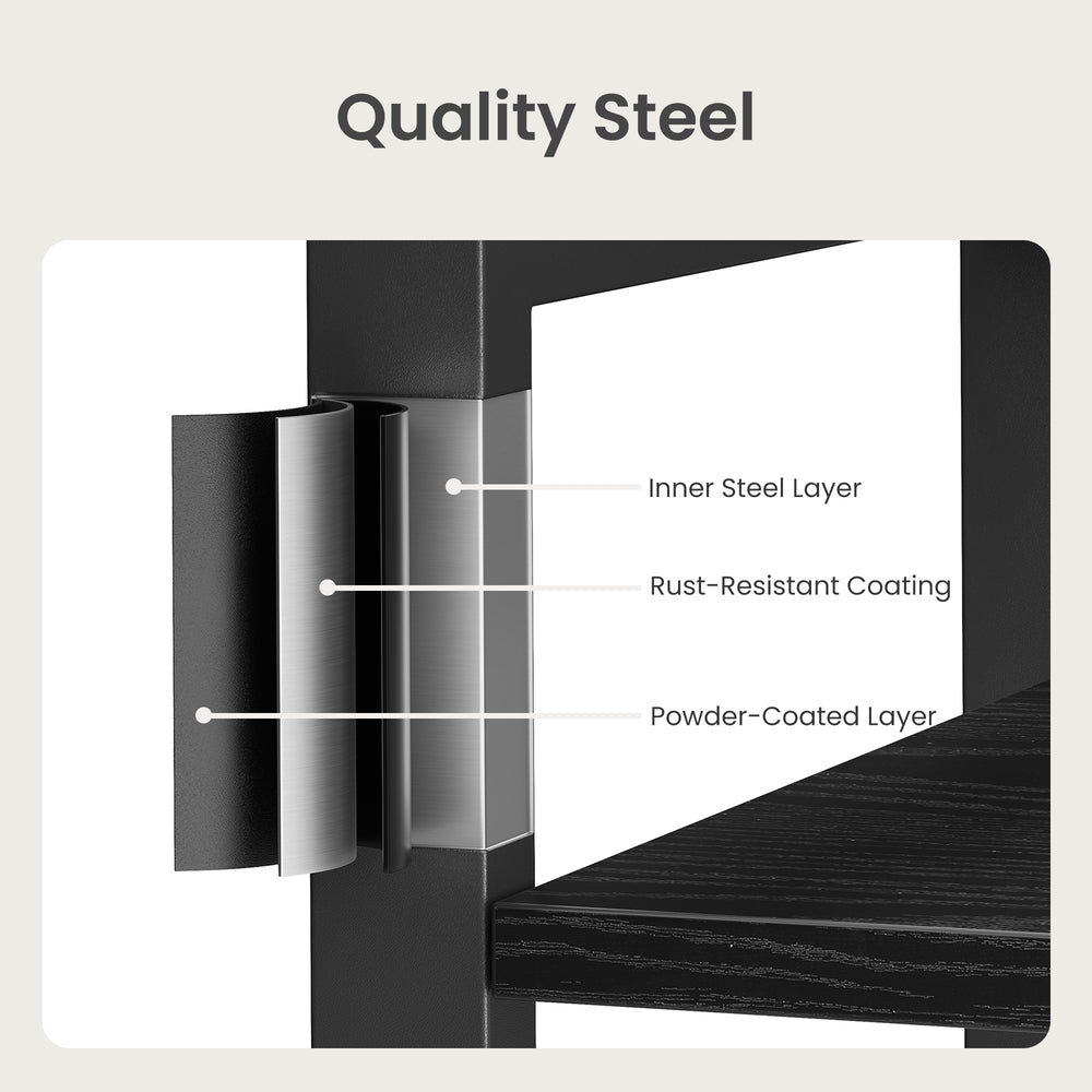 Freestanding Storage Shelf - Wood and Steel - Black