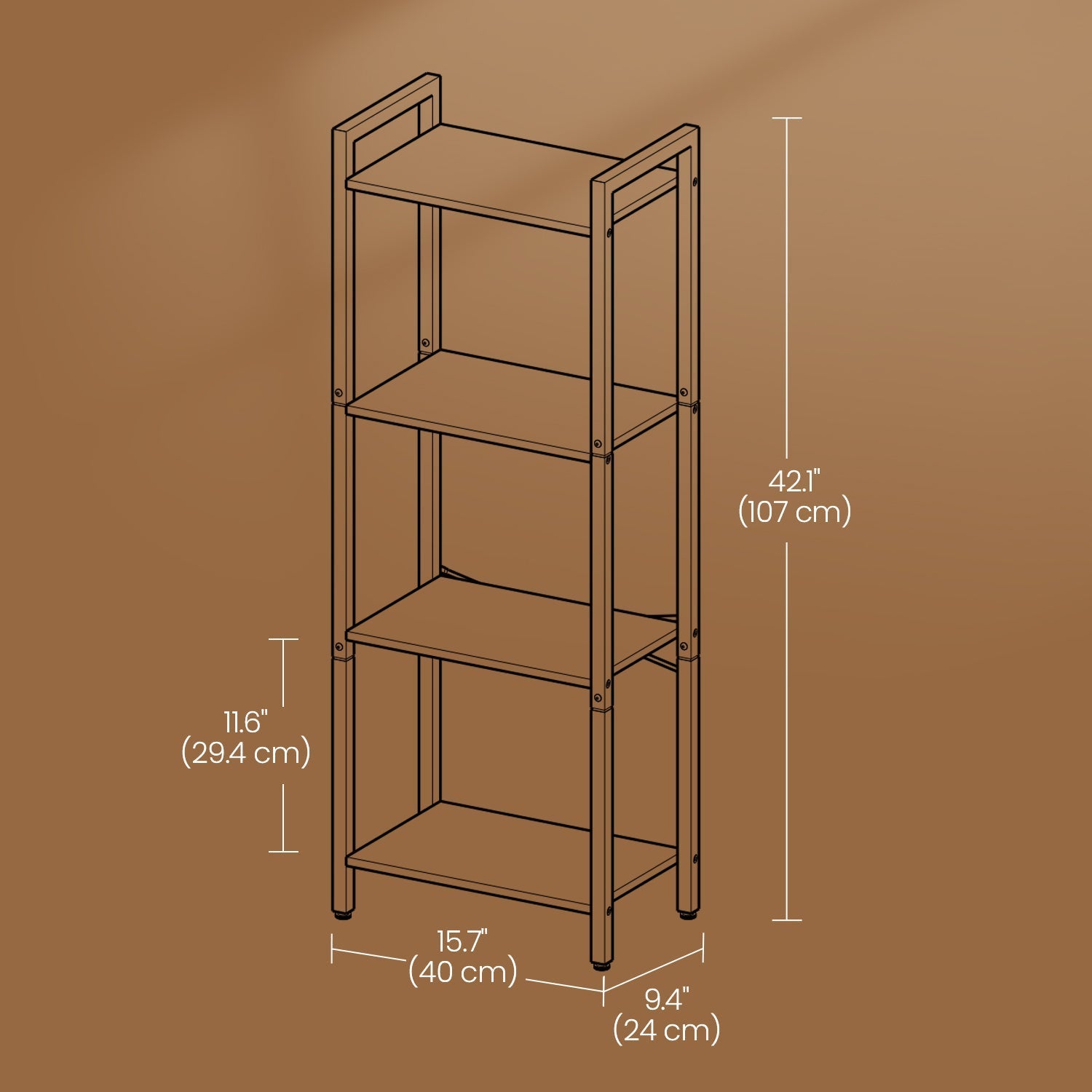 4-Tier Bookshelf - Metal