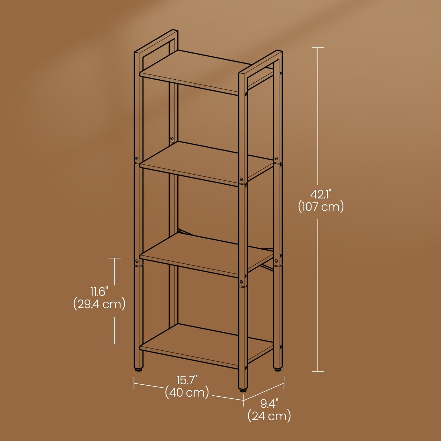 4-Tier Bookshelf - Metal