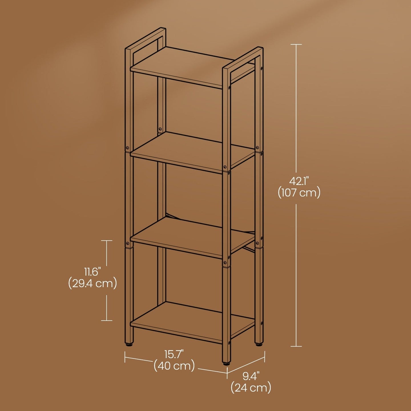 4-Tier Bookshelf - Metal