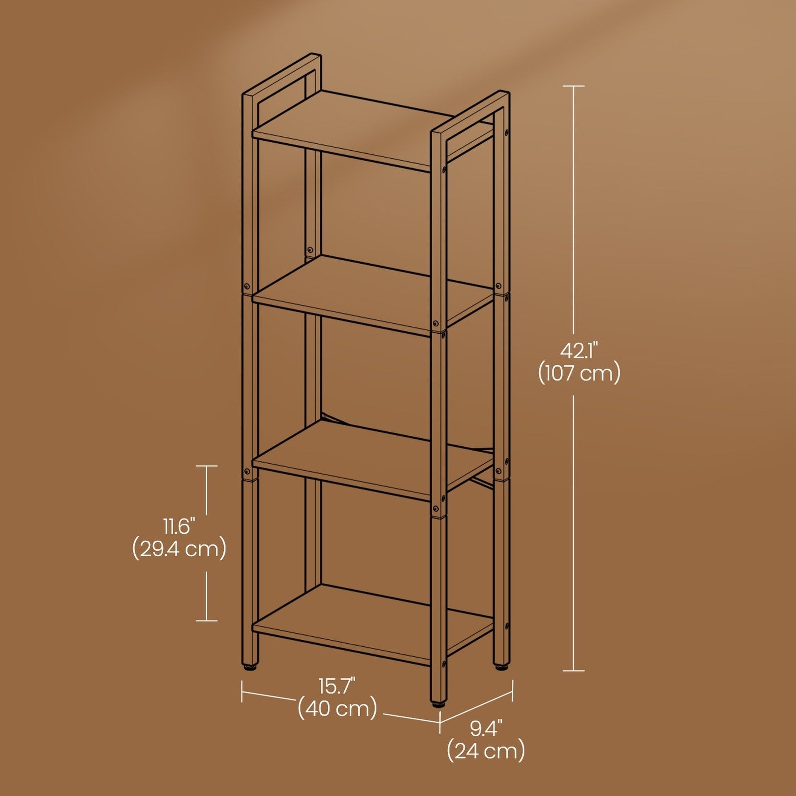4-Tier Bookshelf - Metal