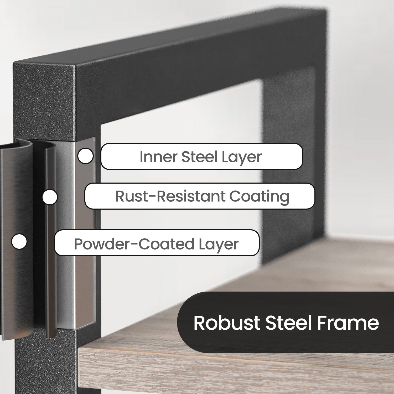 6-Tier Storage Rack - Wood - Greige - Versatile for Living Room