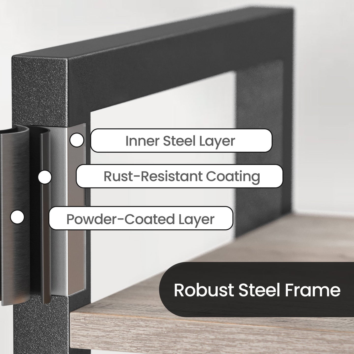 6-Tier Storage Rack - Wood - Greige - Versatile for Living Room