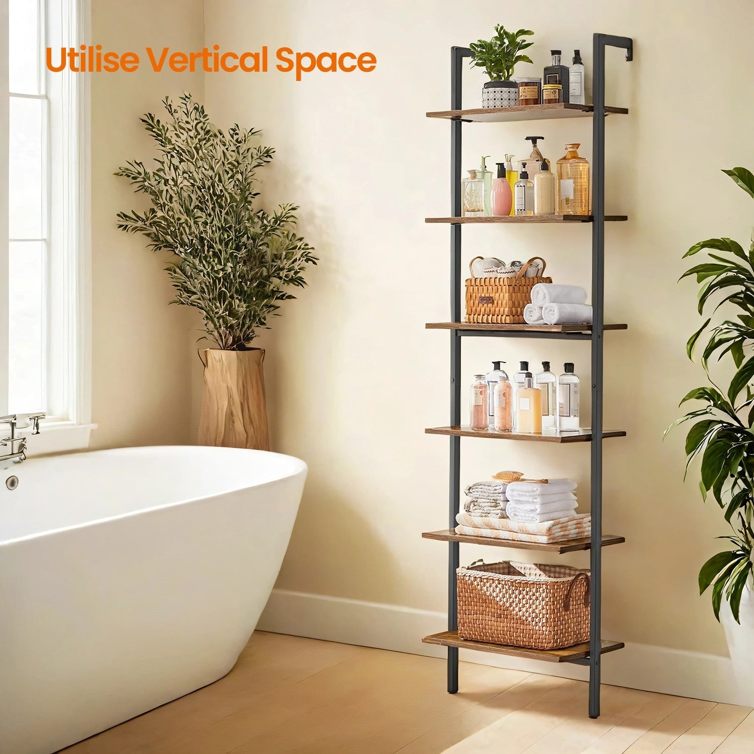Ladder Shelf - 6-Tier - Particleboard - Anti-Tip Kit Included