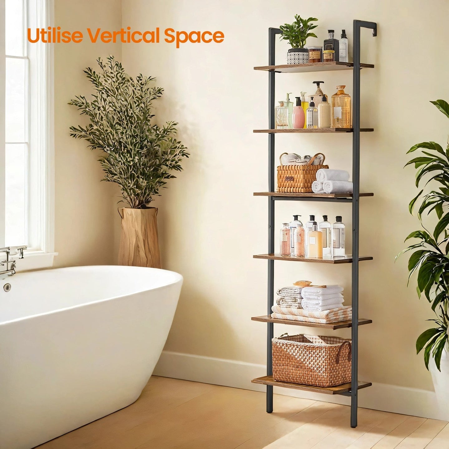 Ladder Shelf - 6-Tier - Particleboard - Anti-Tip Kit Included