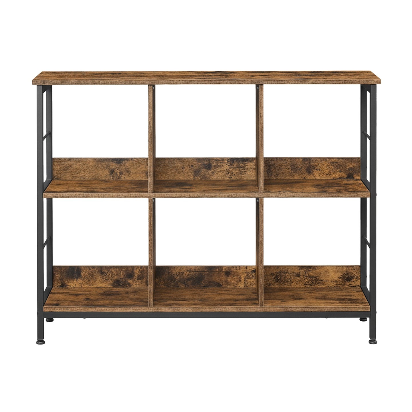 2-Tier Ladder Shelf - Wood and Steel - Rustic Brown