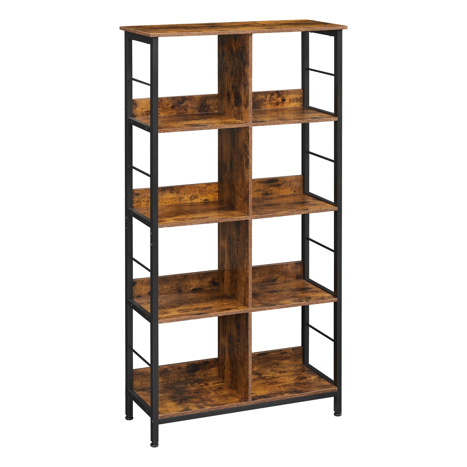 4-Tier Ladder Shelf - Wood and Steel - Rustic Brown