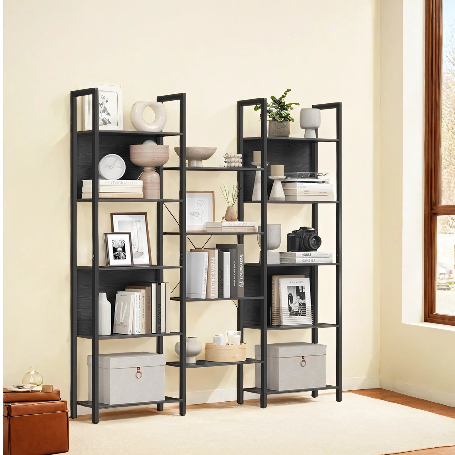 5-Tier Bookcase - Metal - Rustic Brown and Black