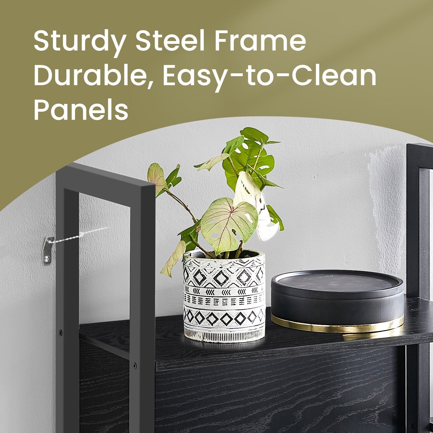 5-Tier Bookcase - Metal - Rustic Brown and Black