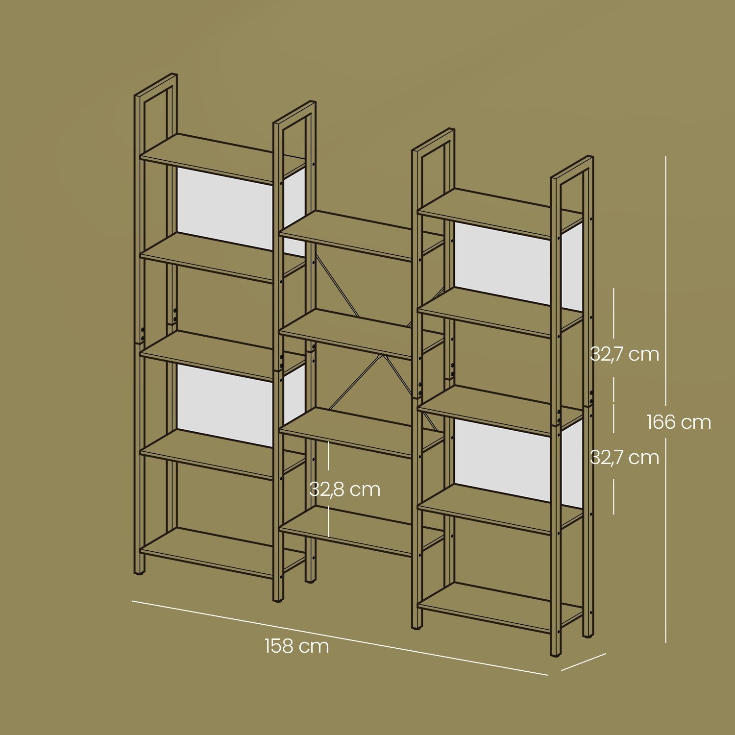 5-Tier Bookcase - Metal - Rustic Brown and Black