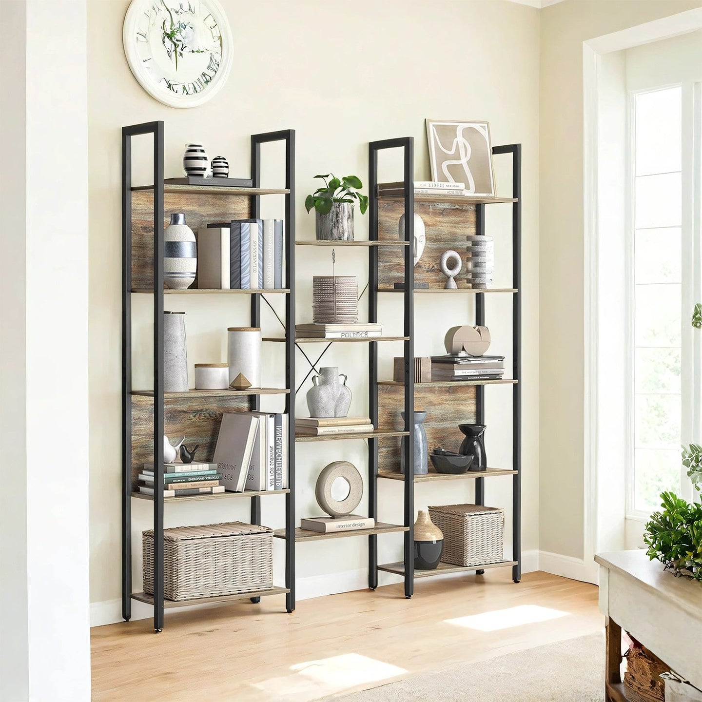 5-Tier Bookcase - Metal - Rustic Brown and Black
