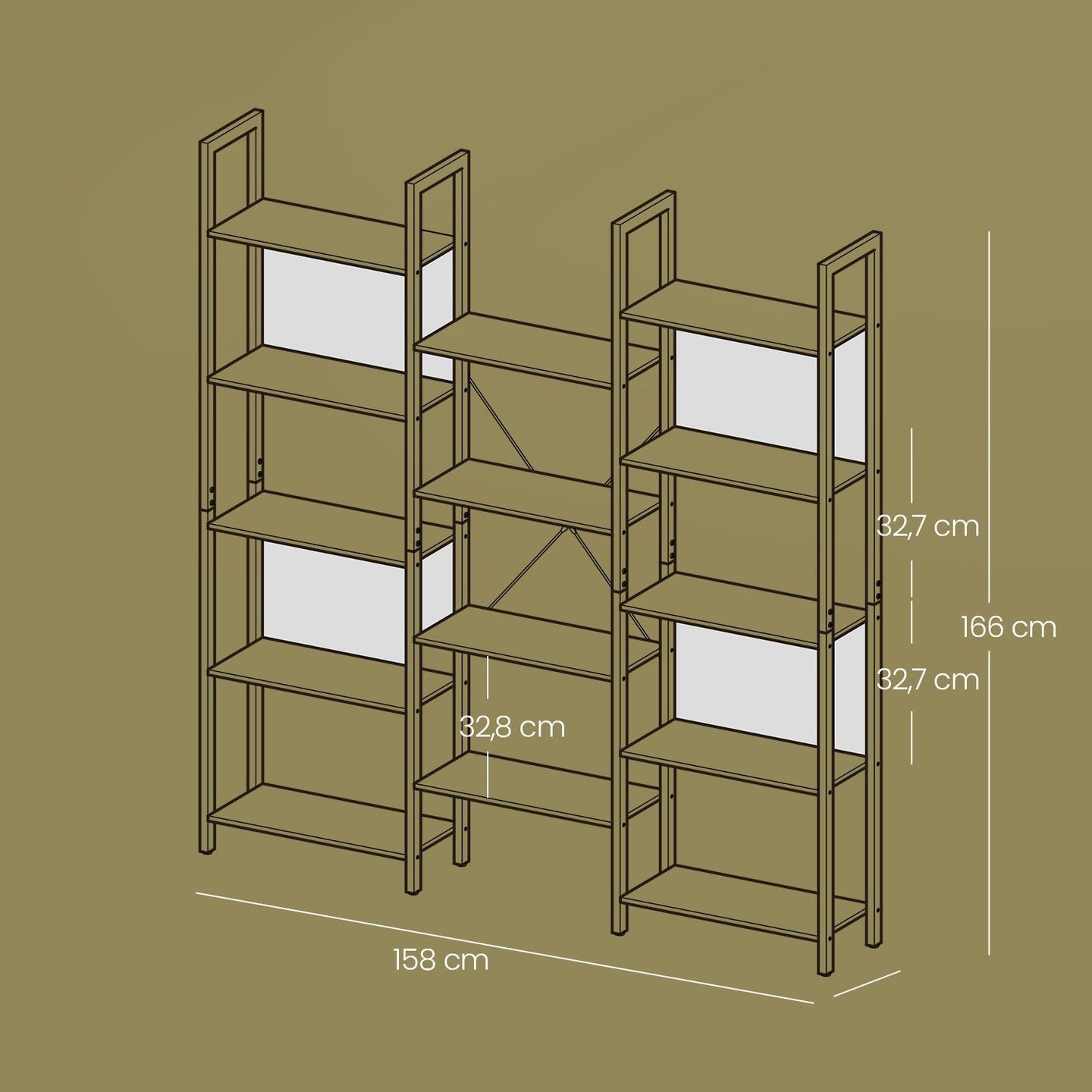 5-Tier Bookcase - Metal - Rustic Brown and Black