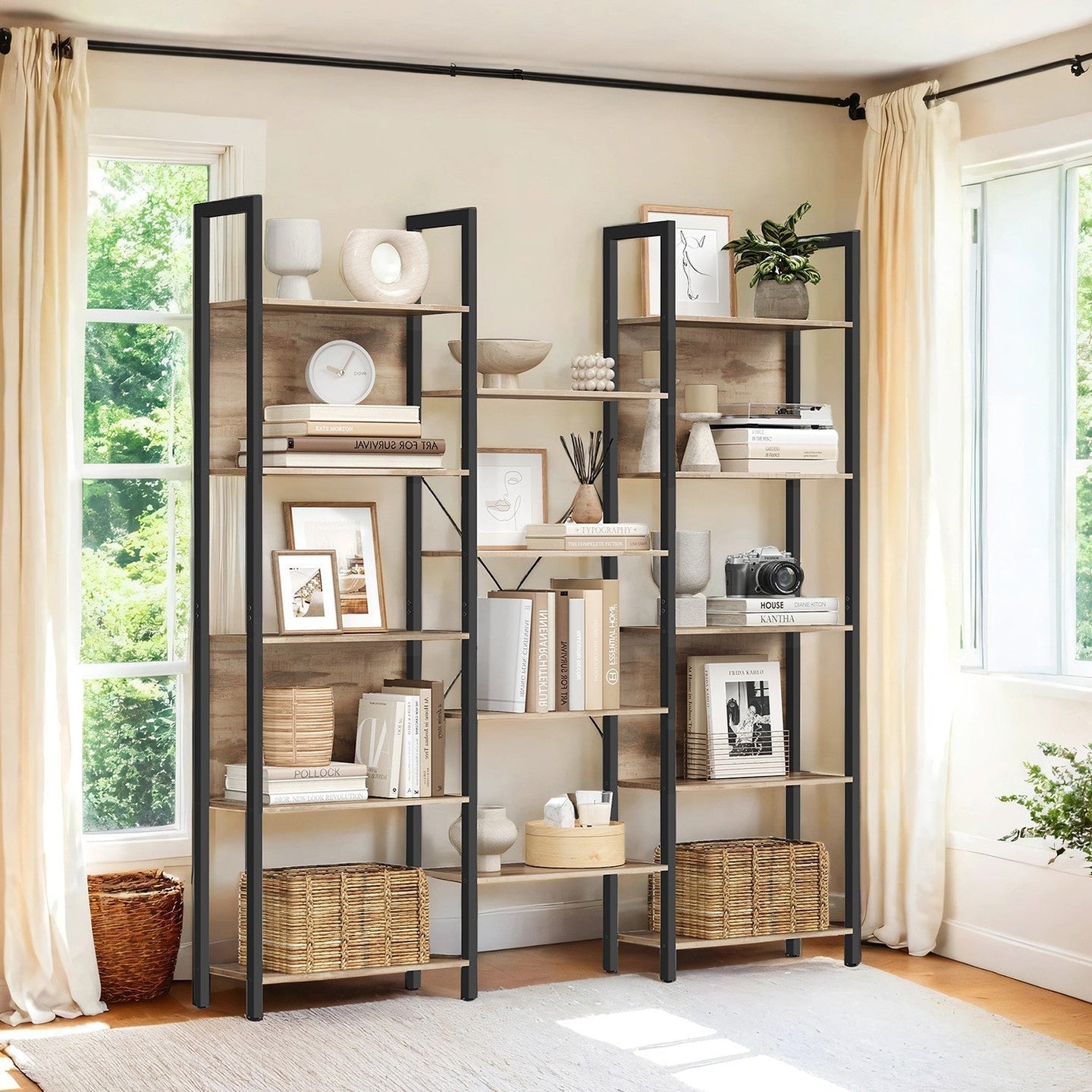 5-Tier Bookcase - Metal - Rustic Brown and Black