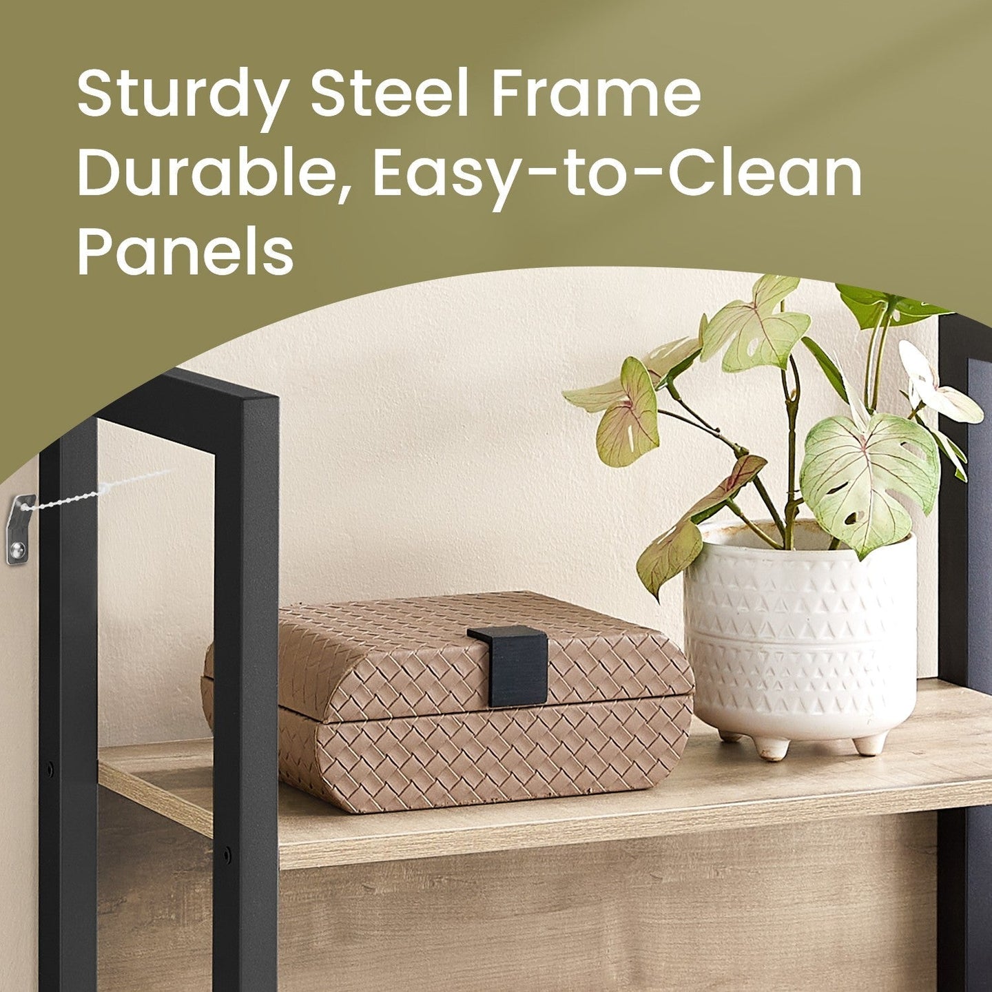 5-Tier Bookcase - Metal - Rustic Brown and Black