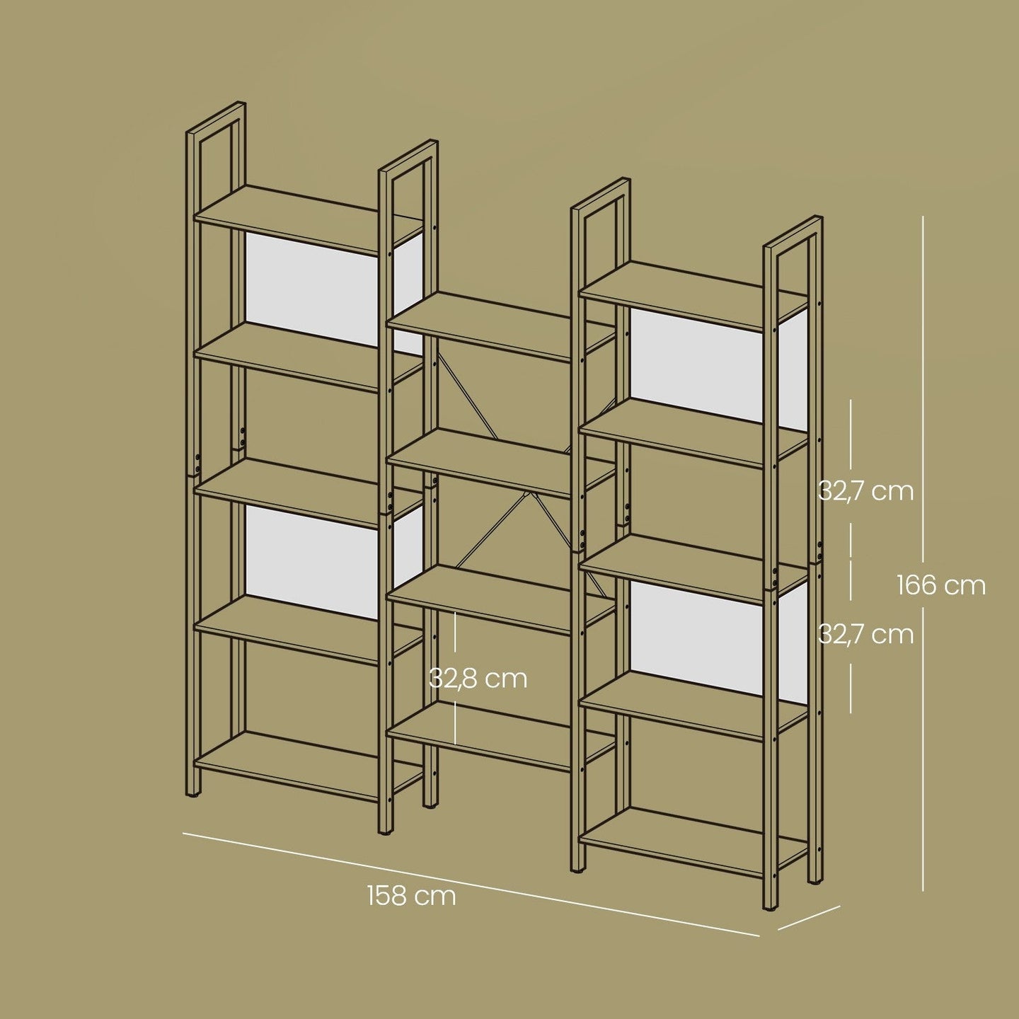 5-Tier Bookcase - Metal - Rustic Brown and Black