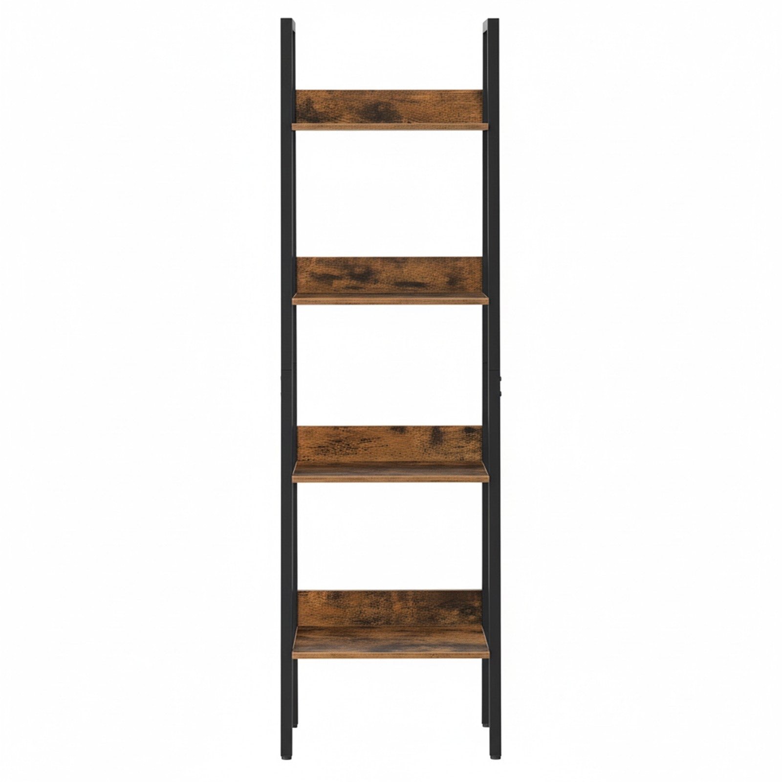 4-Tier Bookcase - Steel - Rustic Brown and Black - Freestanding Storage Shelf