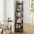 Narrow 5-Tier Bookshelf - Wood - Rustic Brown - Versatile Ladder Shelf for Home and Office