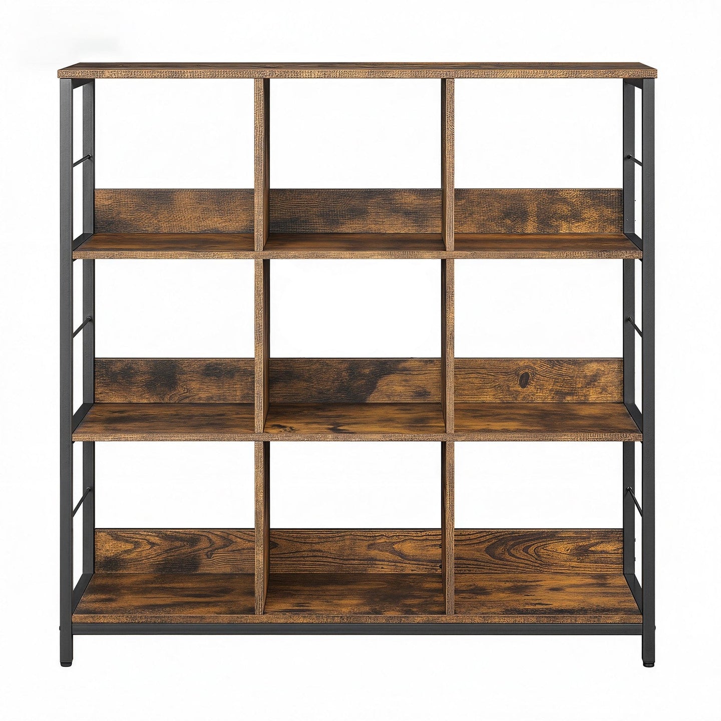 Ladder Shelf - 4-Tier Display Bookcase - Engineered Wood - Rustic Brown and Black