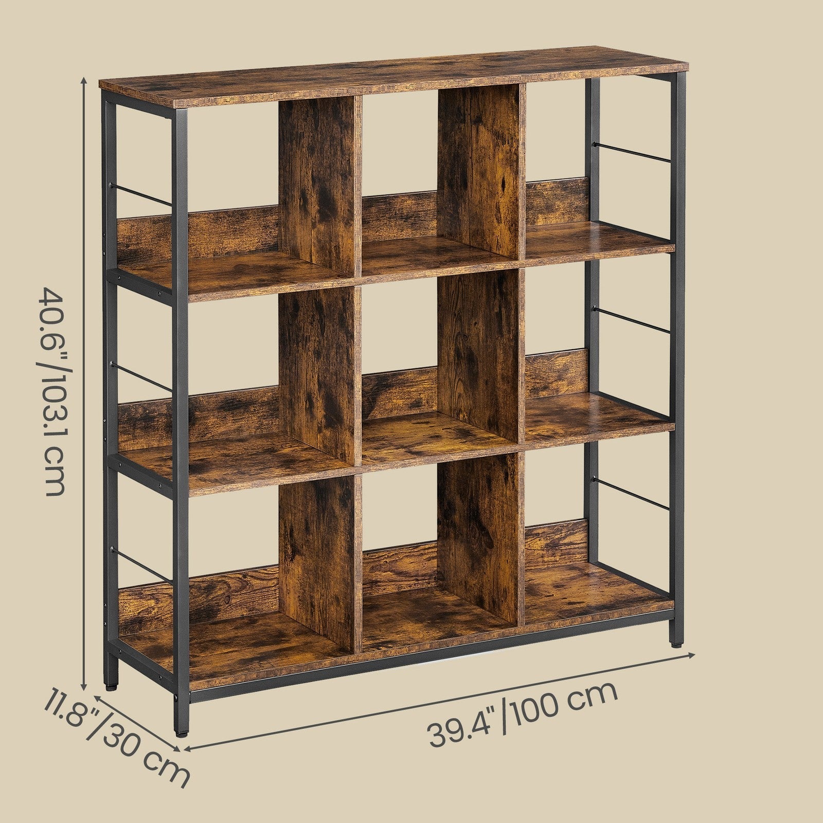 Ladder Shelf - 4-Tier Display Bookcase - Engineered Wood - Rustic Brown and Black