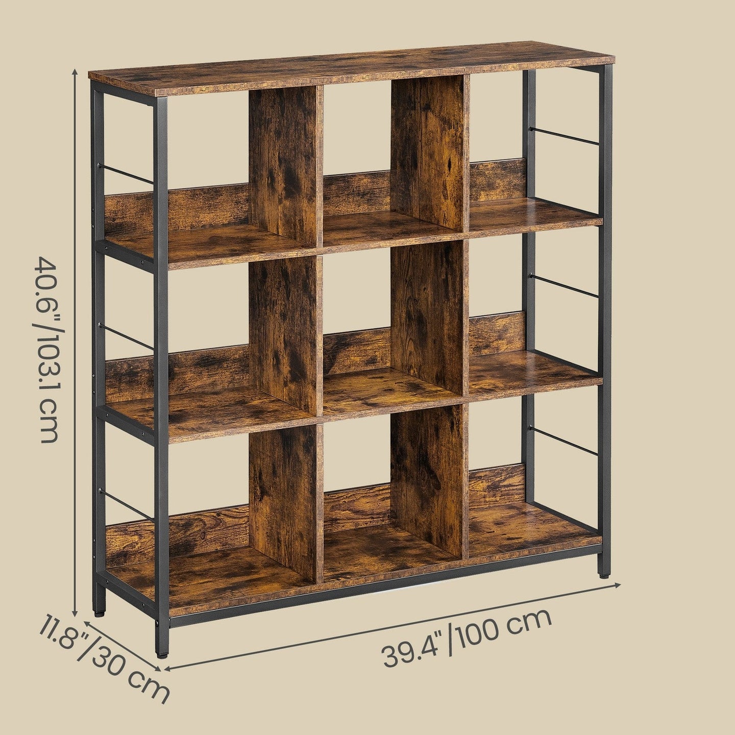 Ladder Shelf - 4-Tier Display Bookcase - Engineered Wood - Rustic Brown and Black