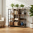 Ladder Shelf - 4-Tier Display Bookcase - Engineered Wood - Rustic Brown and Black