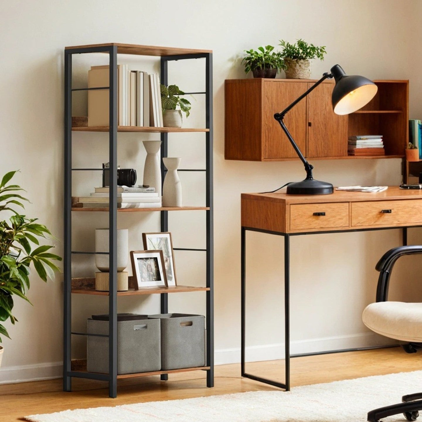 5-Tier Bookcase - Wood - Rustic Brown