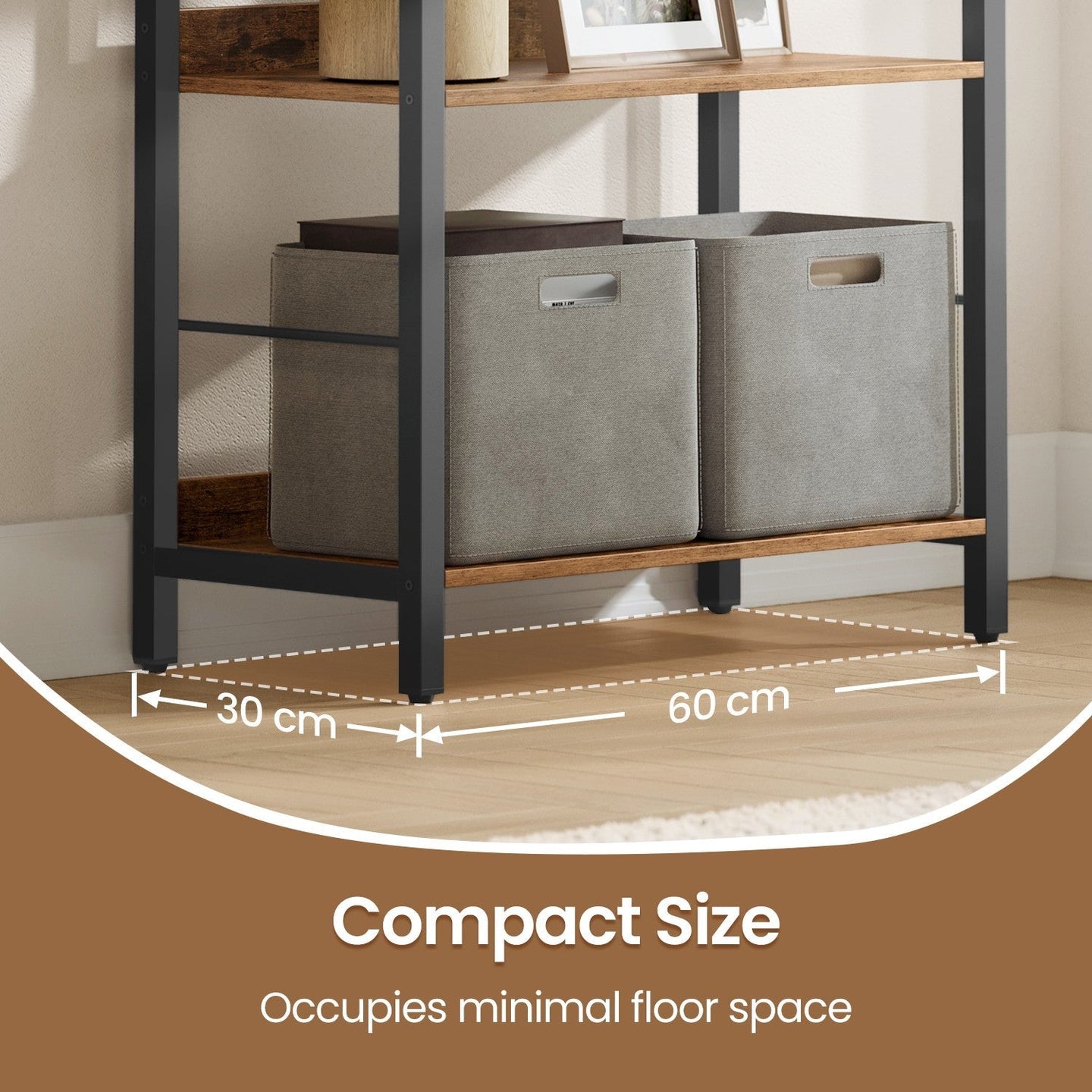 5-Tier Bookcase - Wood - Rustic Brown