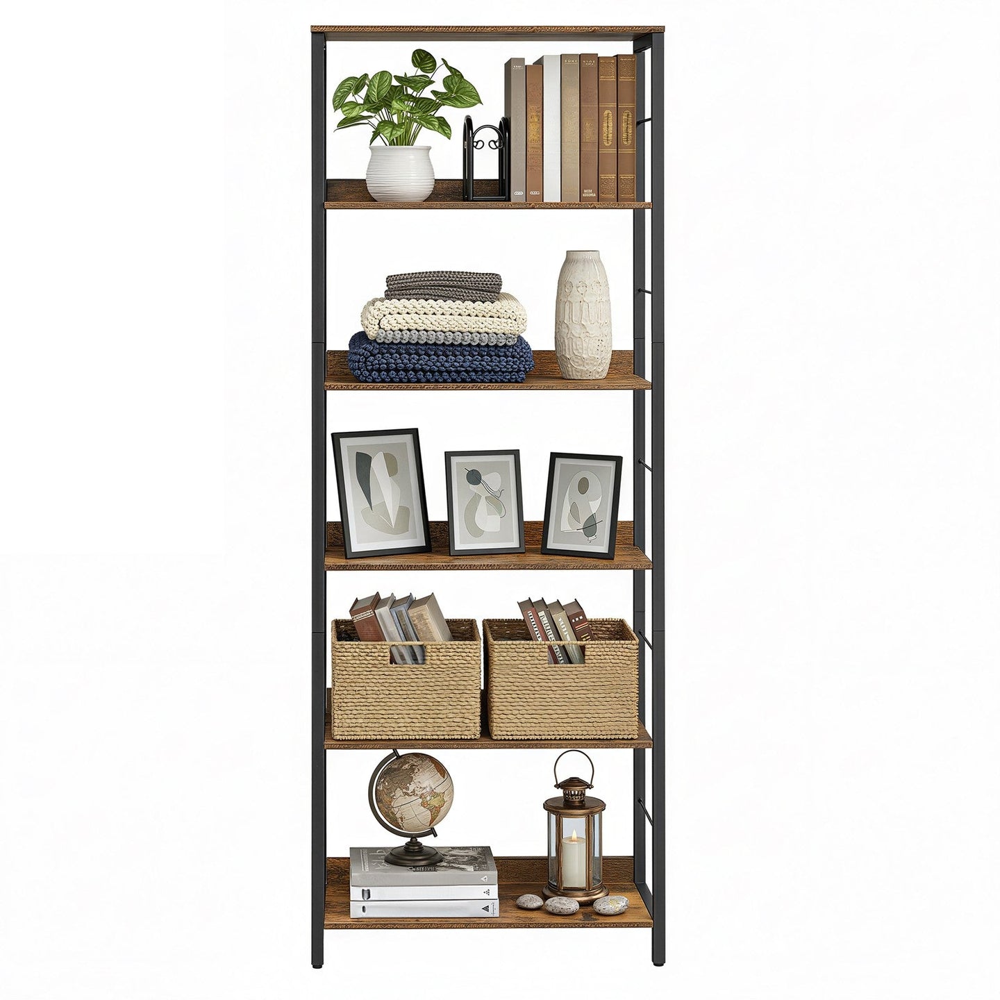 6-Tier Storage Shelf - Engineered Wood - Rustic Brown