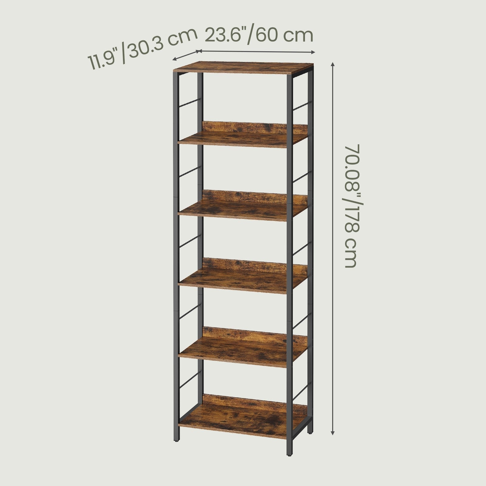 6-Tier Storage Shelf - Engineered Wood - Rustic Brown