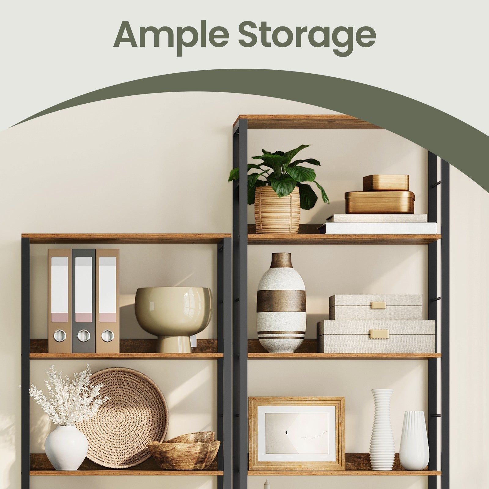 6-Tier Storage Shelf - Engineered Wood - Rustic Brown