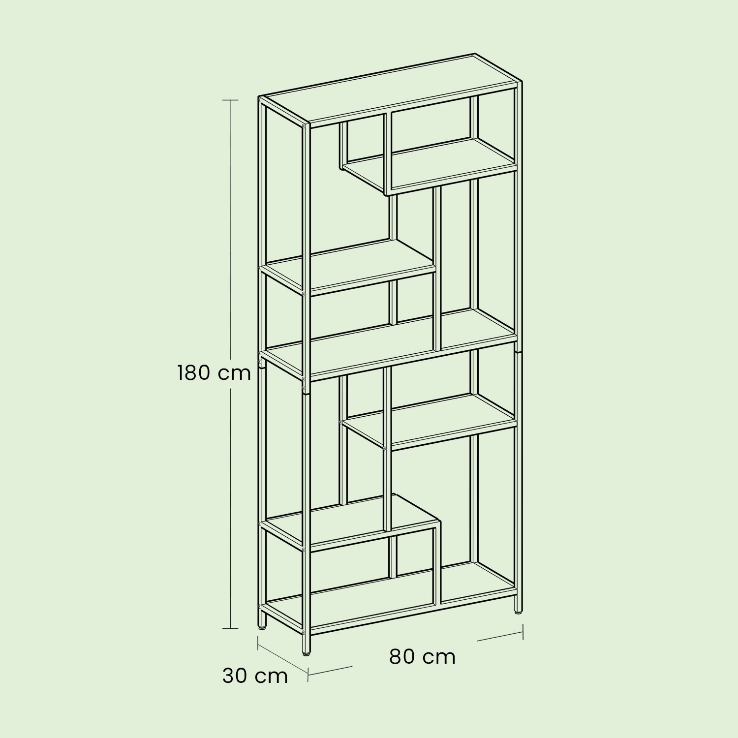 Bookcase - 180L - Particleboard - 6-Tier Design
