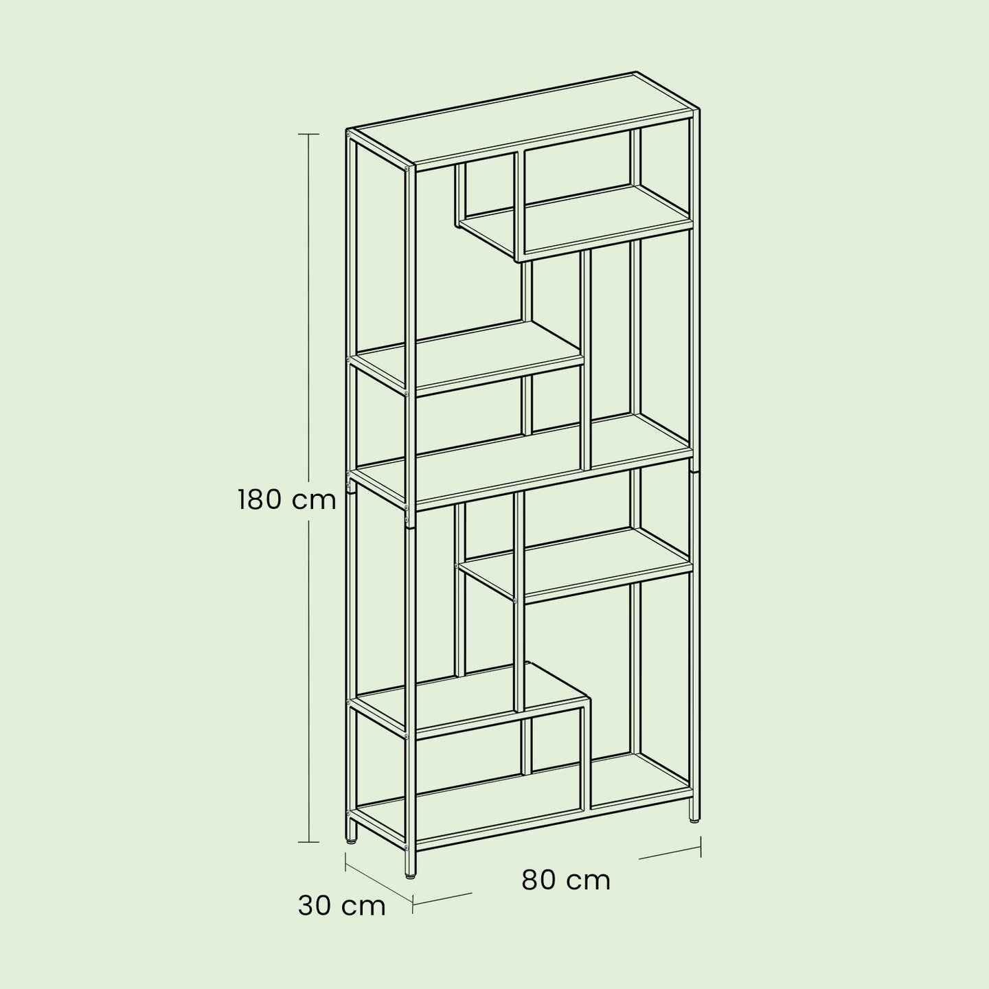 Bookcase - 180L - Particleboard - 6-Tier Design