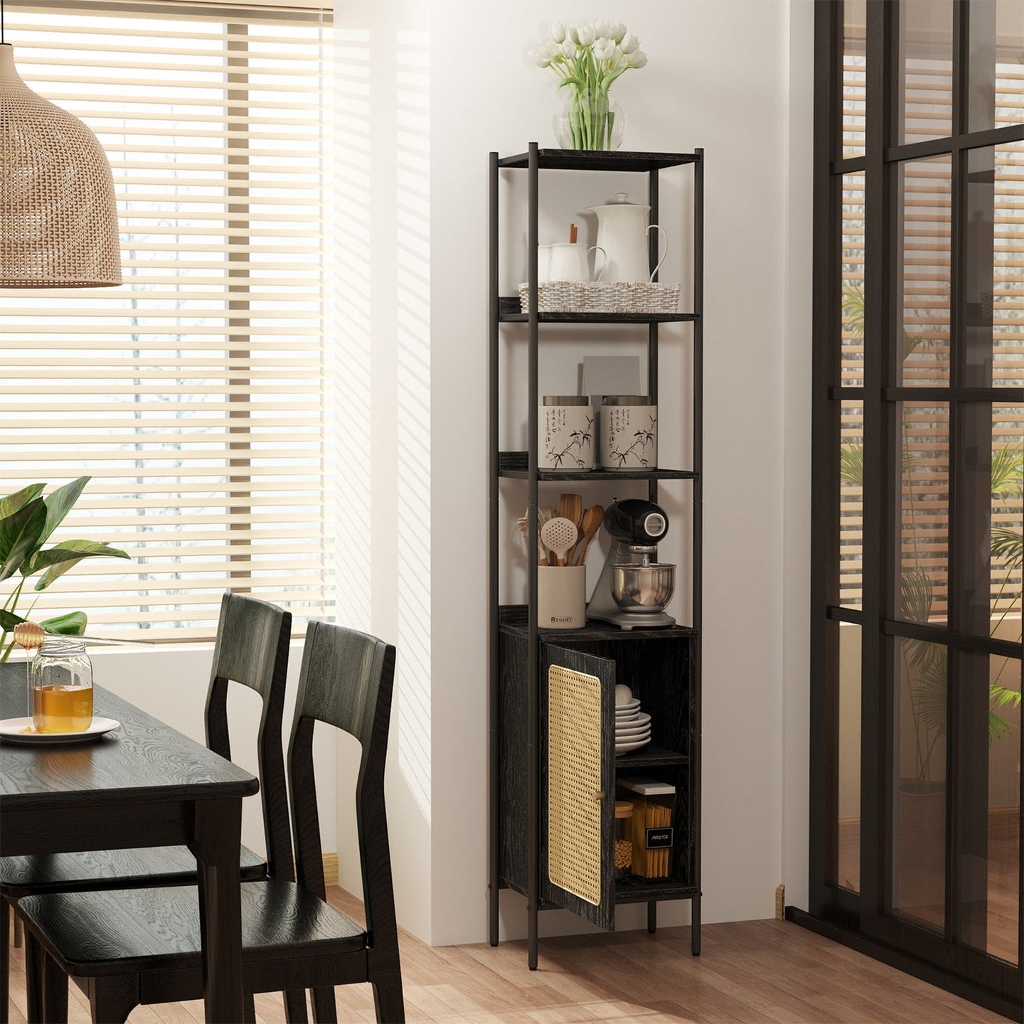 6-Tier Bookshelf - Metal Frame - Boho