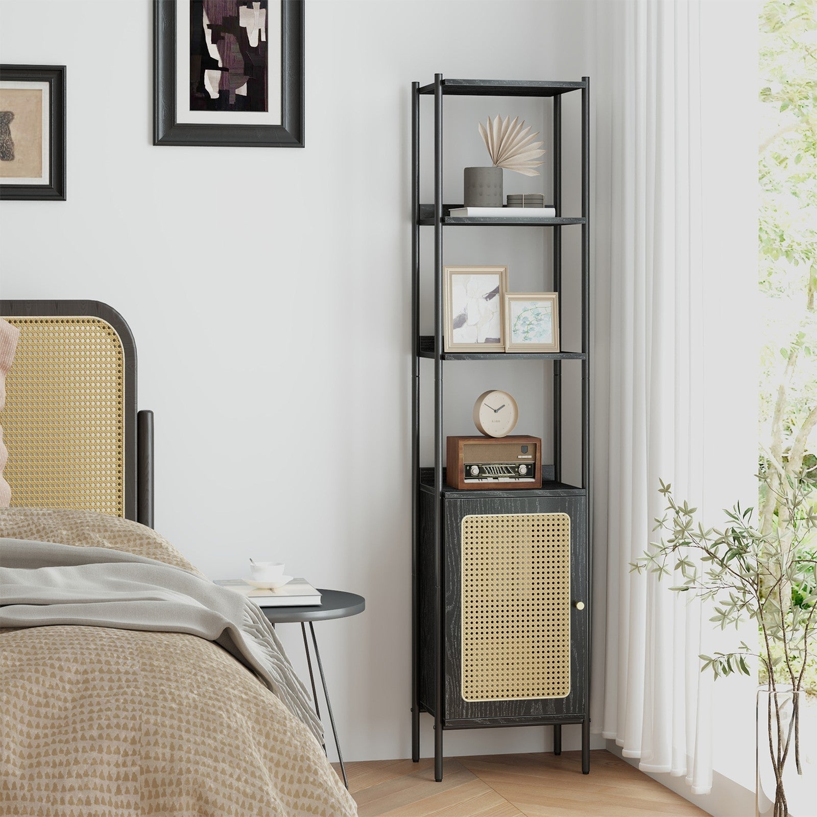 6-Tier Bookshelf - Metal Frame - Boho