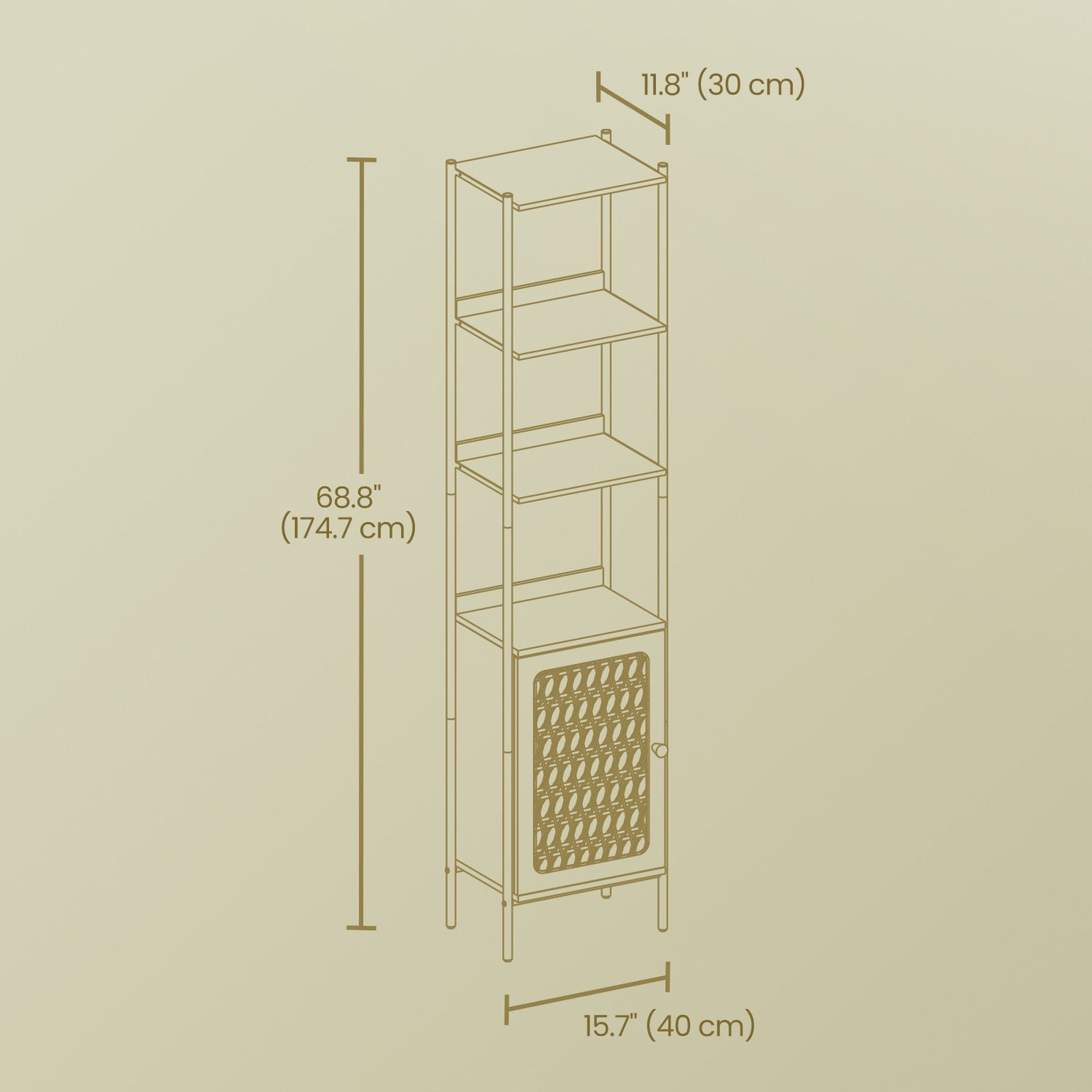 6-Tier Bookshelf - Metal Frame - Boho