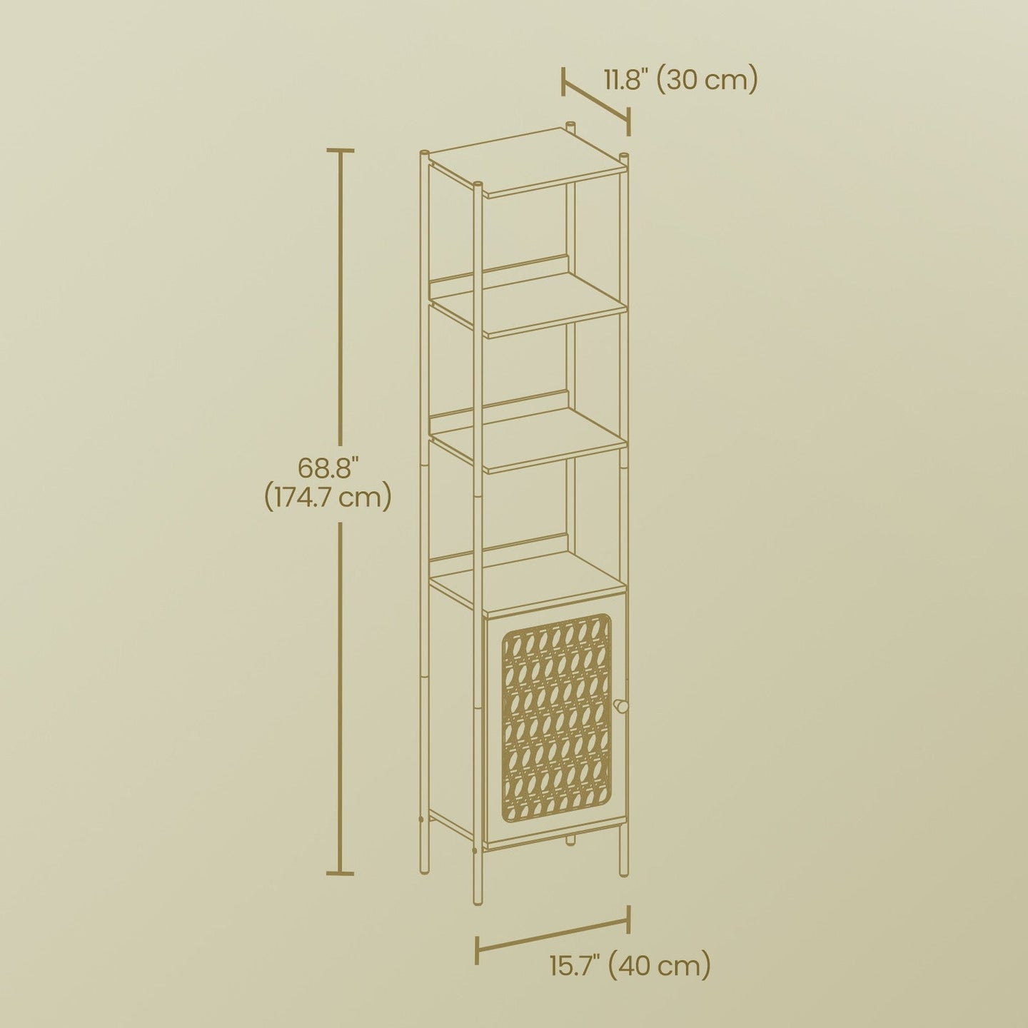6-Tier Bookshelf - Metal Frame - Boho