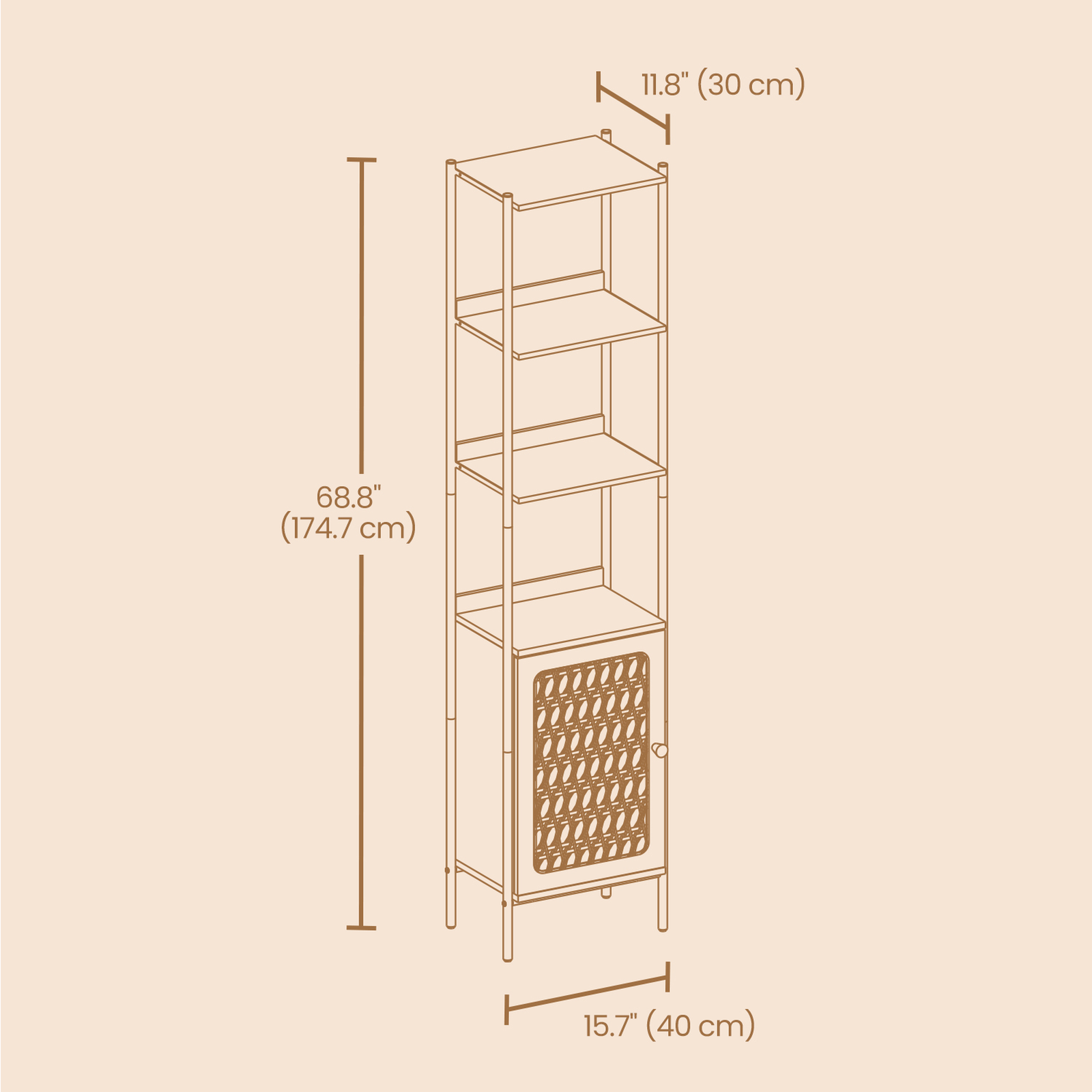 6-Tier Bookshelf - Metal Frame - Boho