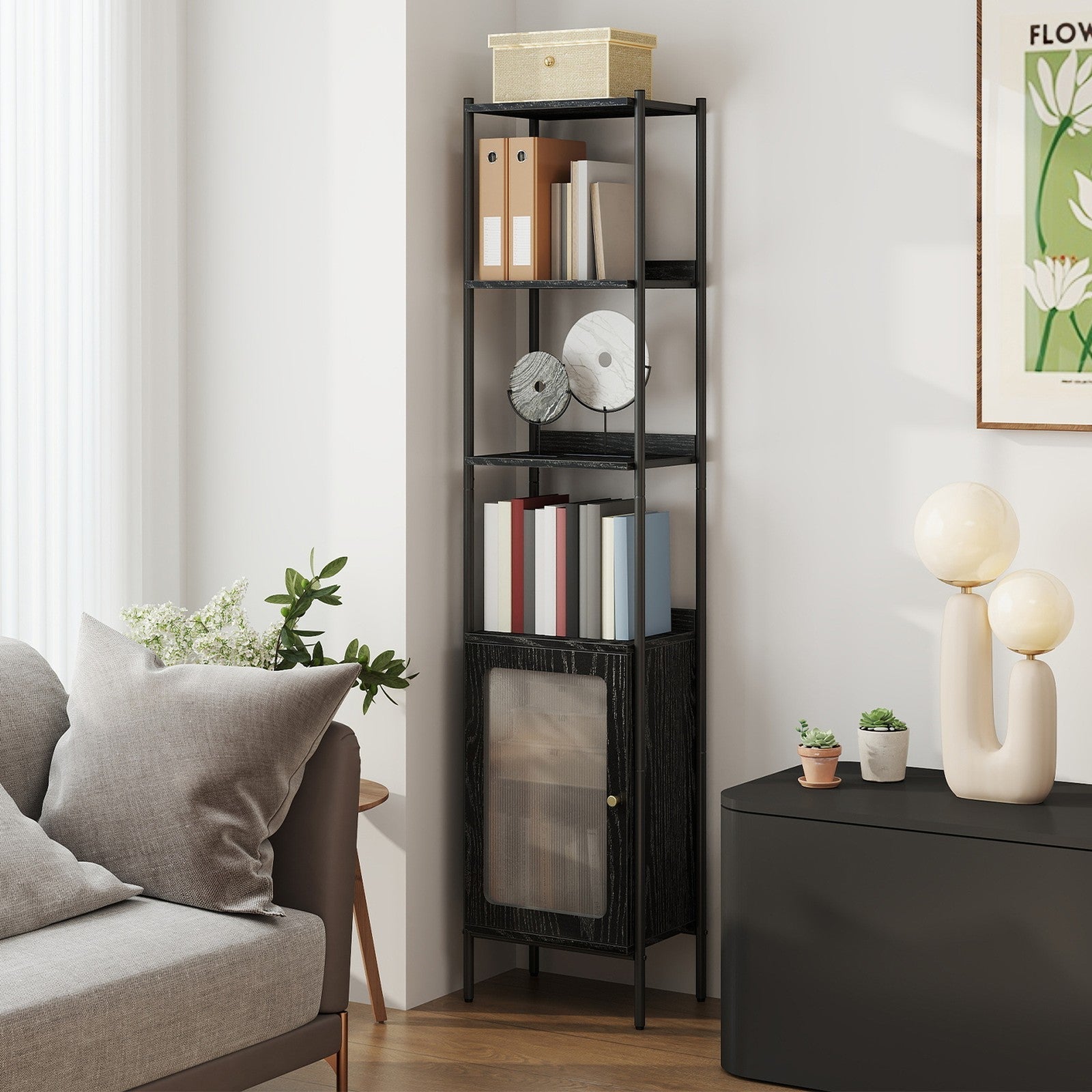 6-Tier Bookshelf - Metal Frame - Boho