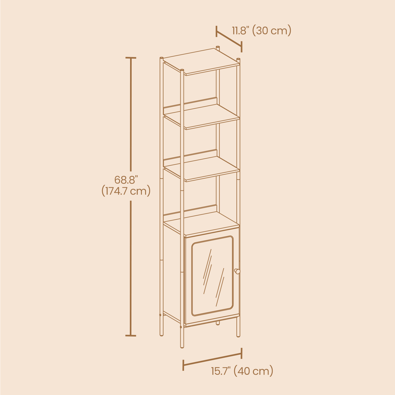 6-Tier Freestanding Bookcase - Metal Frame - Boho Style