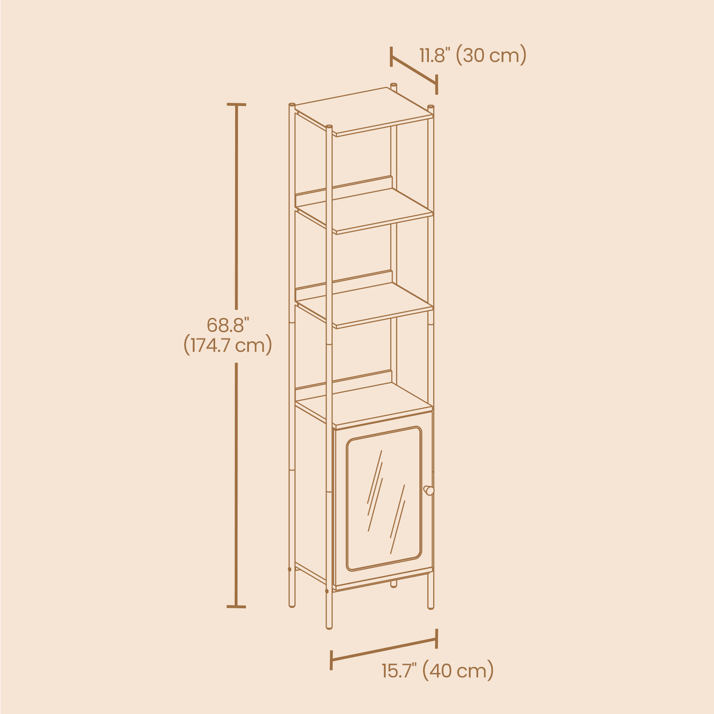 6-Tier Freestanding Bookcase - Metal Frame - Boho Style