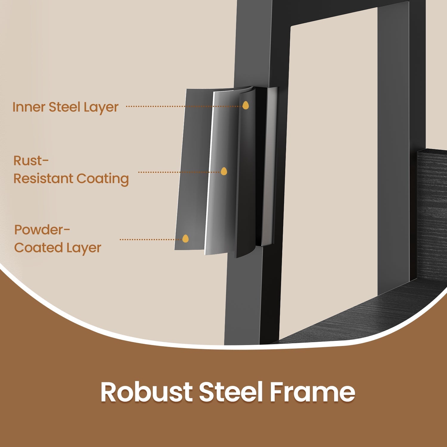5-Tier Ladder Shelf - Metal - Rustic Brown and Black - Freestanding Bookshelf for Home Office and Living Space