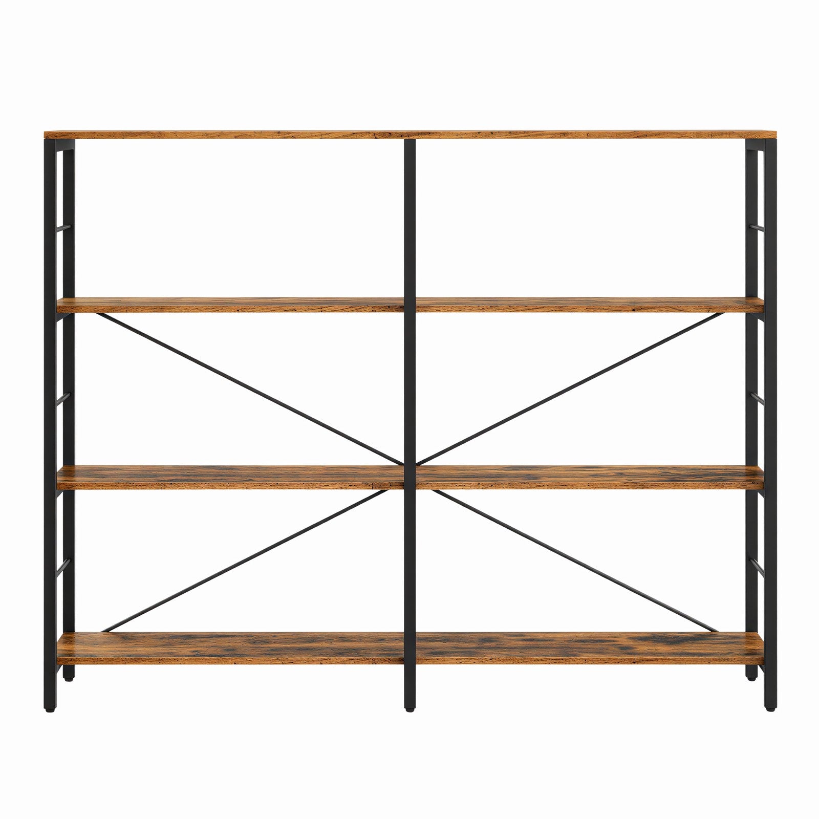 Tall Storage Rack - Wood - Rustic Brown and Black