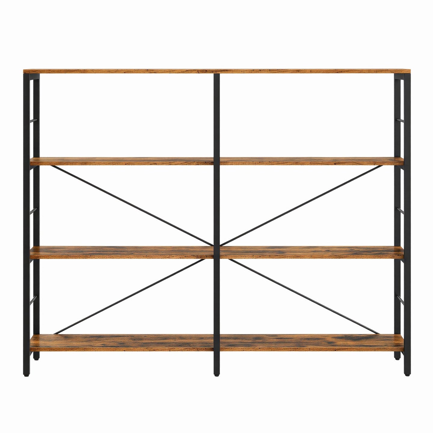 Tall Storage Rack - Wood - Rustic Brown and Black