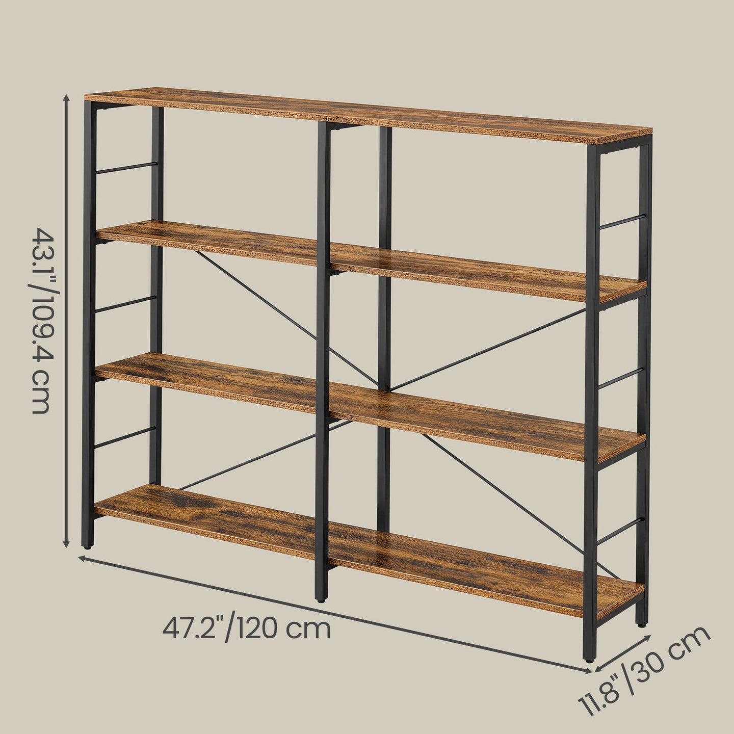 Tall Storage Rack - Wood - Rustic Brown and Black