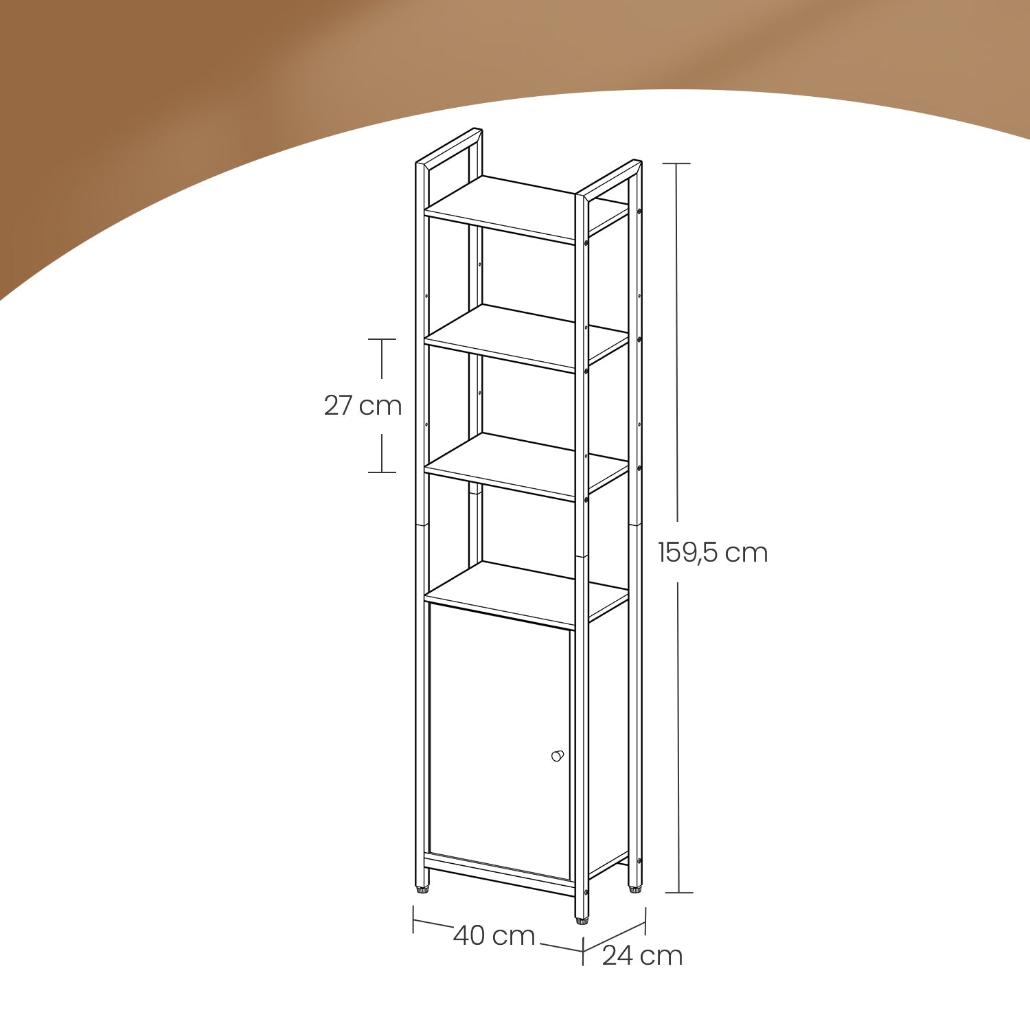 6-Tier Shelving Unit - Metal - Brown and Black - Adjustable Shelves with Cabinet