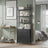 Tall Bookshelf - Metal - Ebony Black - 6-Tier Design with Door and Adjustable Shelves