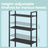 Tall Bookshelf - Metal - Ebony Black - 6-Tier Design with Door and Adjustable Shelves