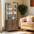 Tall Bookshelf - Metal - Ebony Black - 6-Tier Design with Door and Adjustable Shelves
