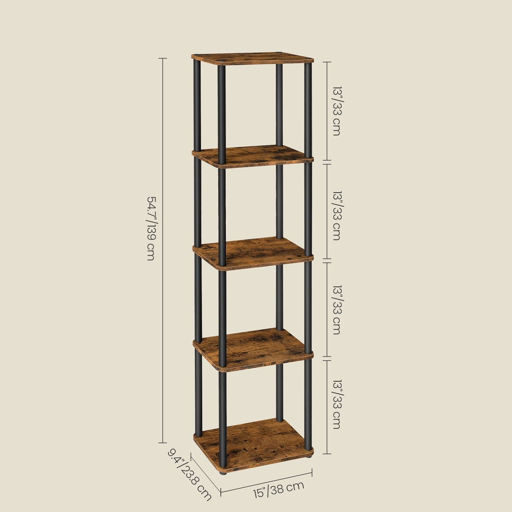 5-Tier Living Room Shelf - 30L - Particleboard - Toolless Assembly