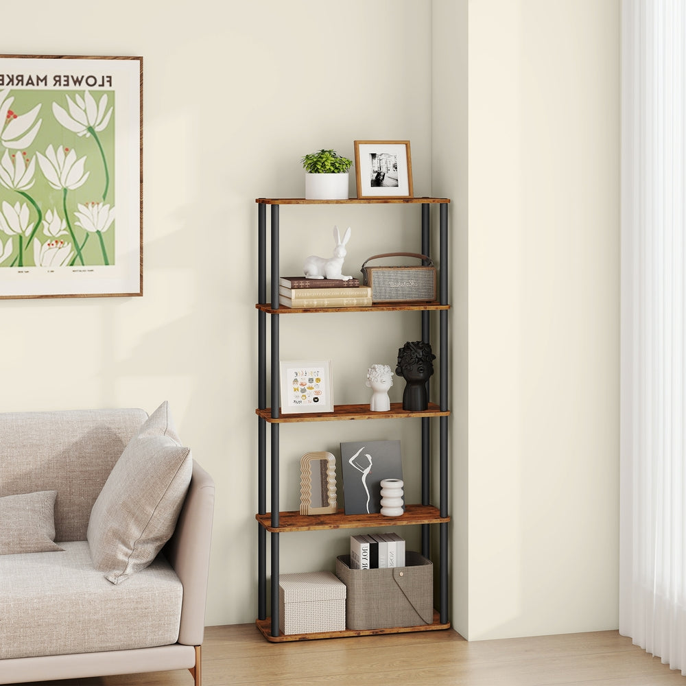 5-Tier Living Room Shelf - 39L - Particleboard - Toolless Assembly